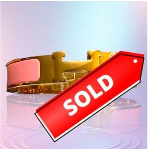 Click H Pink and Gold Enamel Bracelet, 17cm